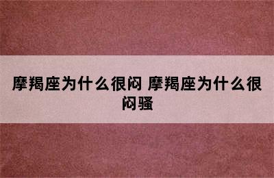 摩羯座为什么很闷 摩羯座为什么很闷骚